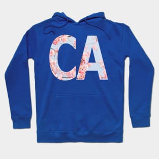 State of California Pink Blue Floral Typography Art Hoodie